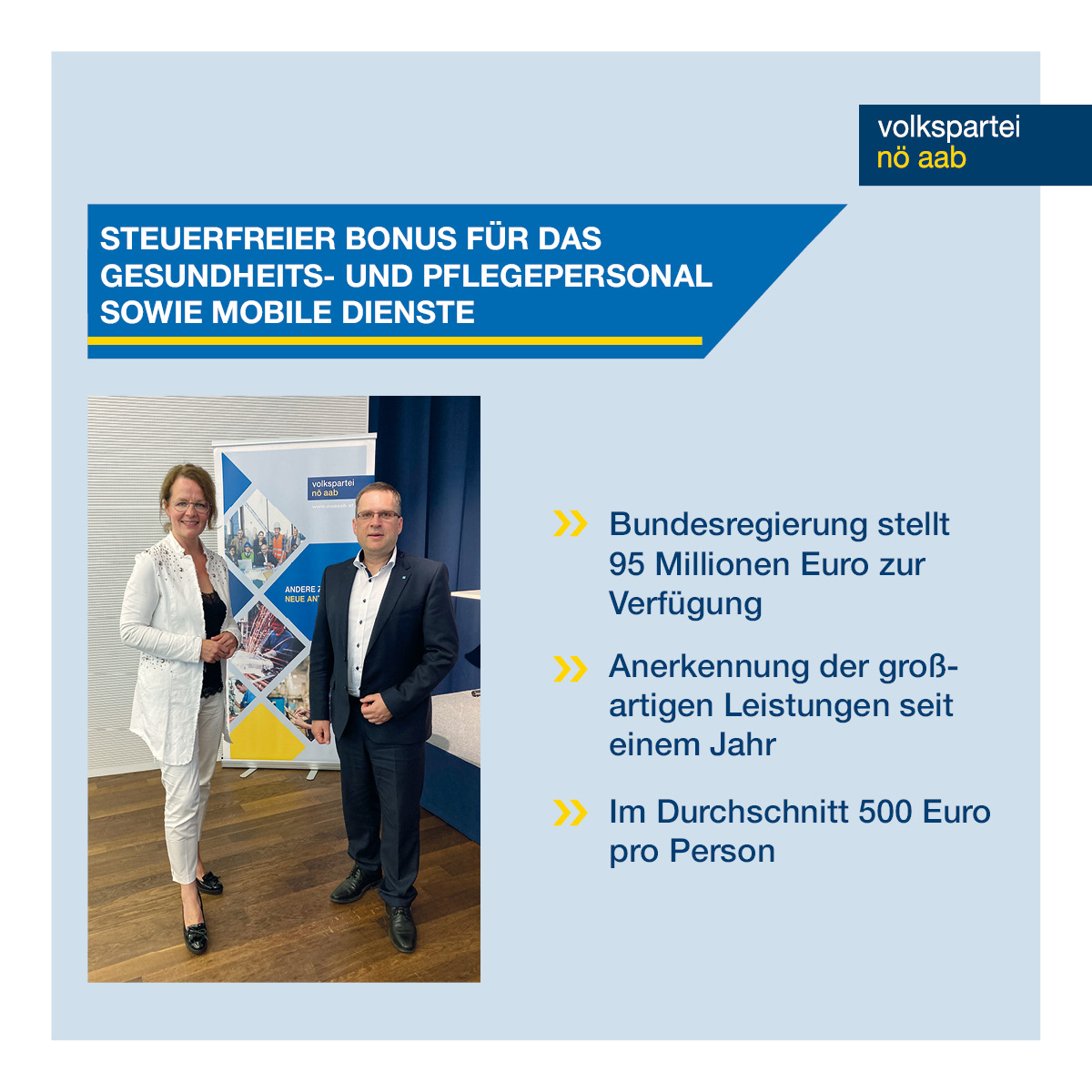 NÖAAB Landesobfrau Teschl-Hofmeister: Steuerfreier Bonus für wertvolle Arbeit im Gesundheitsbereich