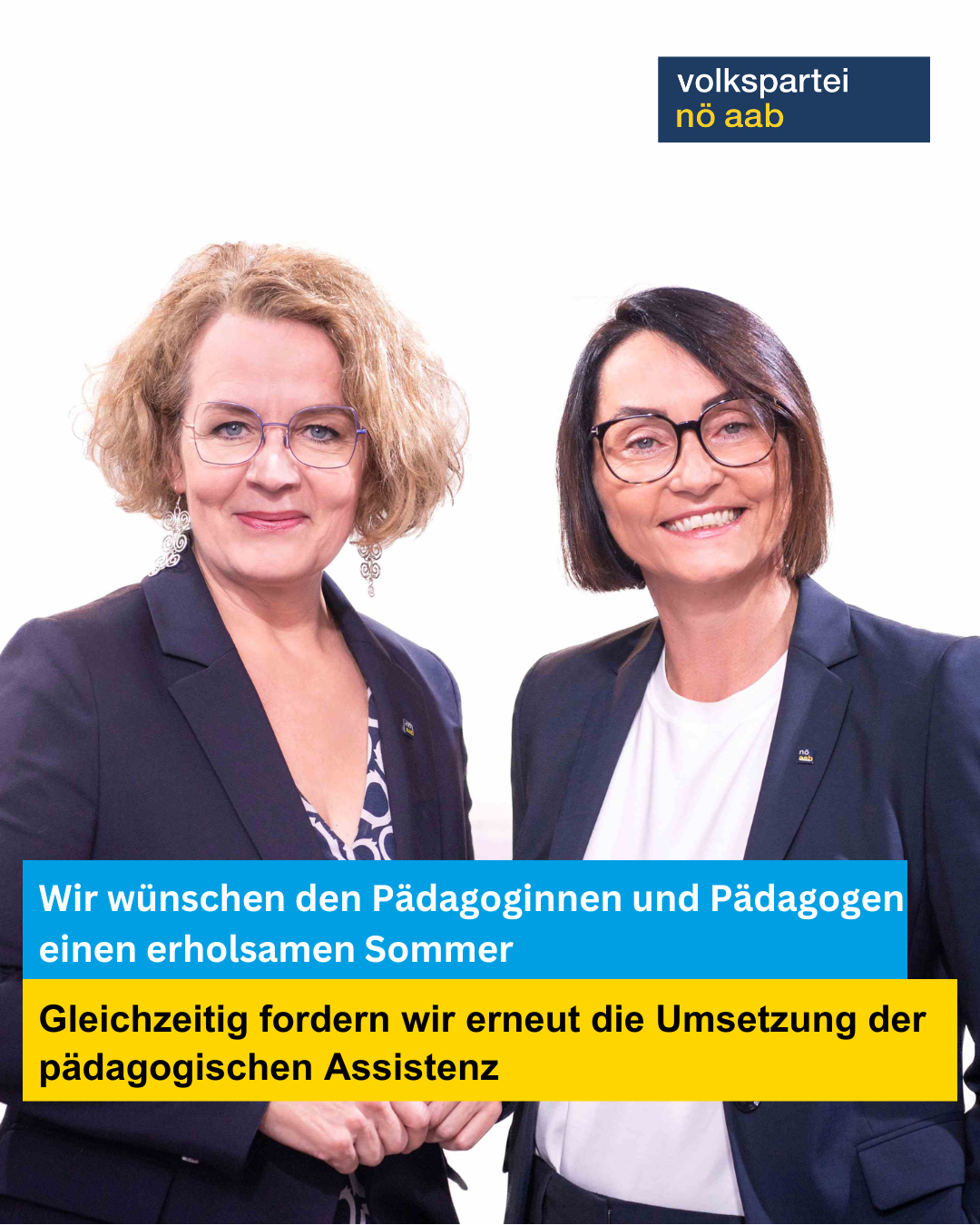 NÖAAB: Danke für eure Arbeit im abgelaufenen Schuljahr und einen erholsamen Sommer